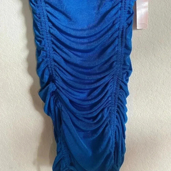 Inspired Hearts Royal Blue Bodycon Ruched Dress With Drawstring On Sides Size XL - Picture 5 of 8